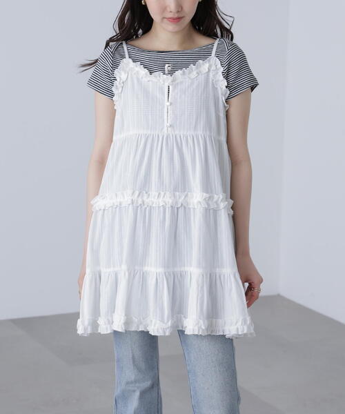 関税/送料込◆Moira コットン ミディ プリーツ ワンピース セール】◇コットンティアードキャミミニワンピース（ワンピース