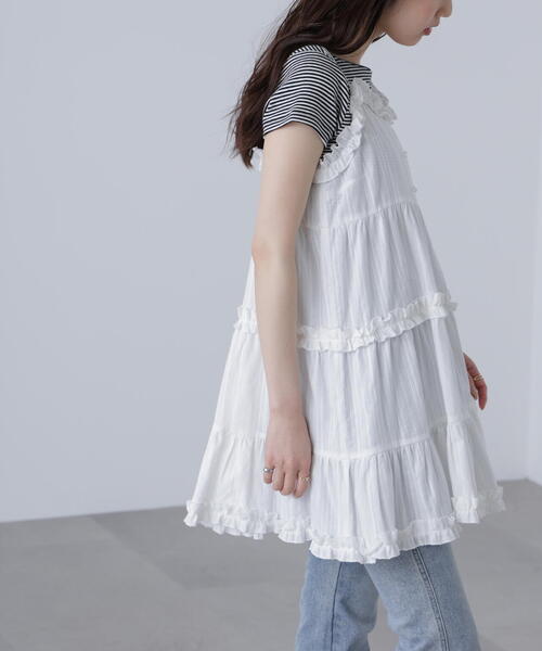 FREE'S MART（フリーズマート）の「◆コットンティアードキャミミニワンピース（ワンピース・レディース・ブラック/ホワイト・FREE）」の20枚目の写真