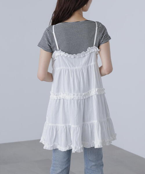 FREE'S MART（フリーズマート）の「◆コットンティアードキャミミニワンピース（ワンピース・レディース・ブラック/ホワイト・FREE）」の21枚目の写真