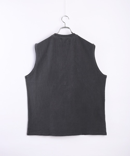 ピグメント加工 ブラック ノースリーブTシャツ（タンクトップ