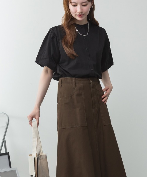 RCD（アールシーディー）の「ブラウス風パフスリーブカットソー（Tシャツ/カットソー・レディース・チャコールグレー/オフホワイト/ミント/ブラック/グレイッシュベージュ・M-L/4L～5L/LL～3L）」の13枚目の写真