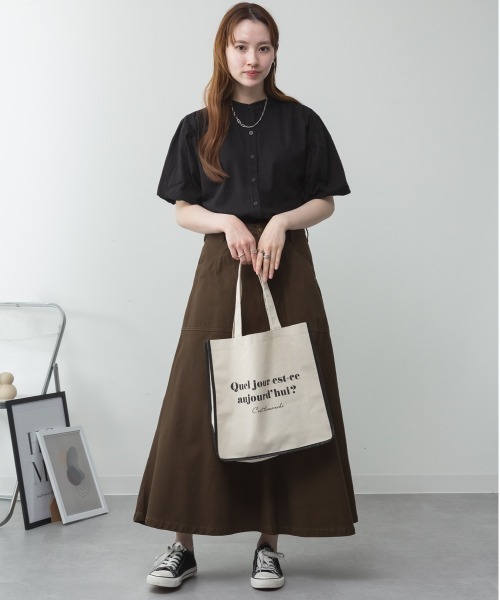 RCD（アールシーディー）の「ブラウス風パフスリーブカットソー（Tシャツ/カットソー・レディース・チャコールグレー/オフホワイト/ミント/ブラック/グレイッシュベージュ・M-L/4L～5L/LL～3L）」の19枚目の写真