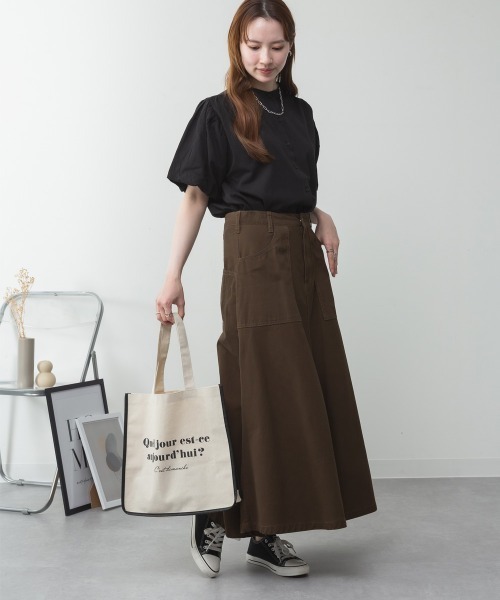 RCD（アールシーディー）の「ブラウス風パフスリーブカットソー（Tシャツ/カットソー・レディース・チャコールグレー/オフホワイト/ミント/ブラック/グレイッシュベージュ・M-L/4L～5L/LL～3L）」の22枚目の写真