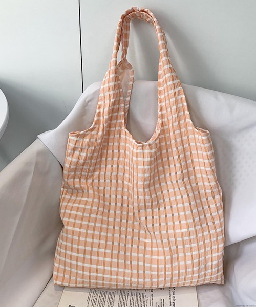 VIBGYOR（ヴィブジョー）の「Liaa/くしゅくしゅ チェック トートバッグ A18654（トートバッグ・レディース・ブラック/オレンジ/パープル/ピンク・FREE）」の6枚目の写真