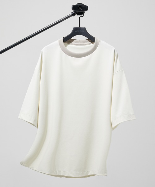 UNITED TOKYO（ユナイテッドトウキョウ）の「32G SOFT COOL リラックスTシャツ（Tシャツ/カットソー・メンズ・ブラウン/ホワイト/ブラック/ダークグレー/マスタード/カーキ/ライトグレー・1/2/3）」の2枚目の写真