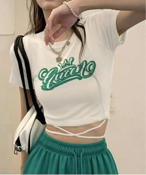 Evo+Revo(エボレボ)の「”ウエストきゅっ!”ラップストラップ付きショート丈ニット(Tシャツ/カットソー・レディース・ブラック/ホワイト・M/L)」の10枚目の写真