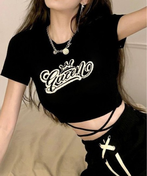 Evo+Revo(エボレボ)の「”ウエストきゅっ!”ラップストラップ付きショート丈ニット(Tシャツ/カットソー・レディース・ブラック/ホワイト・M/L)」の8枚目の写真