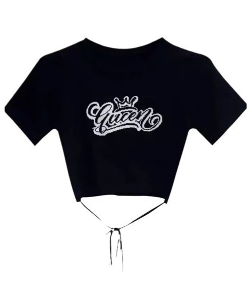 Evo+Revo(エボレボ)の「”ウエストきゅっ!”ラップストラップ付きショート丈ニット(Tシャツ/カットソー・レディース・ブラック/ホワイト・M/L)」の7枚目の写真