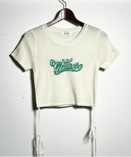 Evo+Revo(エボレボ)の「”ウエストきゅっ!”ラップストラップ付きショート丈ニット(Tシャツ/カットソー・レディース・ブラック/ホワイト・M/L)」の6枚目の写真