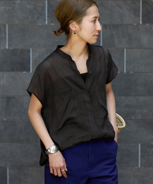 FRAMeWORK（フレームワーク）の「≪追加≫キャップスリーブドロストシャツ（シャツ/ブラウス・レディース・アイボリー/サックスブルー/ブラック・FREE）」の17枚目の写真