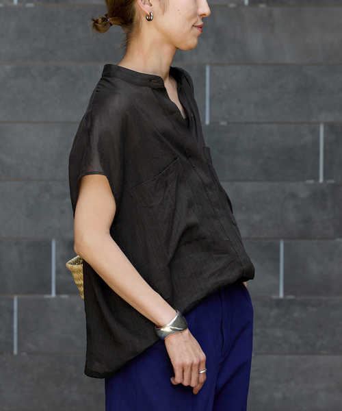 FRAMeWORK（フレームワーク）の「≪追加≫キャップスリーブドロストシャツ（シャツ/ブラウス・レディース・アイボリー/サックスブルー/ブラック・FREE）」の18枚目の写真