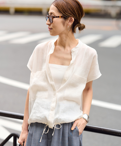 FRAMeWORK（フレームワーク）の「≪追加≫キャップスリーブドロストシャツ（シャツ/ブラウス・レディース・アイボリー/サックスブルー/ブラック・FREE）」の22枚目の写真