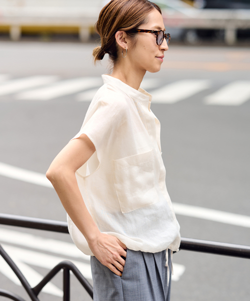 ≪追加≫キャップスリーブドロストシャツ（シャツ/ブラウス