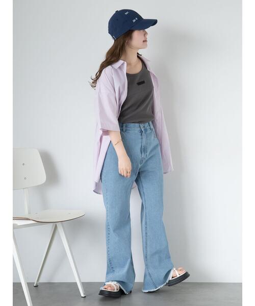 ehka sopo（エヘカソポ）の「フレアデニムパンツ（デニムパンツ・レディース・ブルー/サックスブルー/グレー・F）」の10枚目の写真