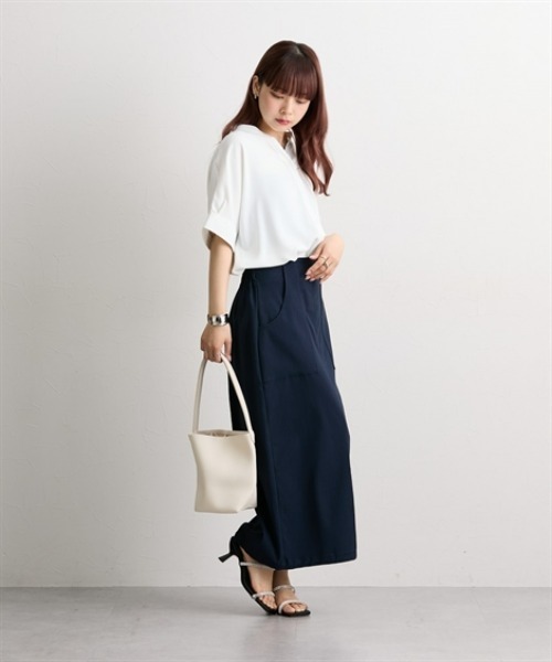 nissen（ニッセン）の「【UV・イージーケア・接触冷感】マオスキッパー半袖ブラウス（シャツ/ブラウス・レディース・サックスブルー/オフホワイト/ネイビー・M/L/LL）」の4枚目の写真