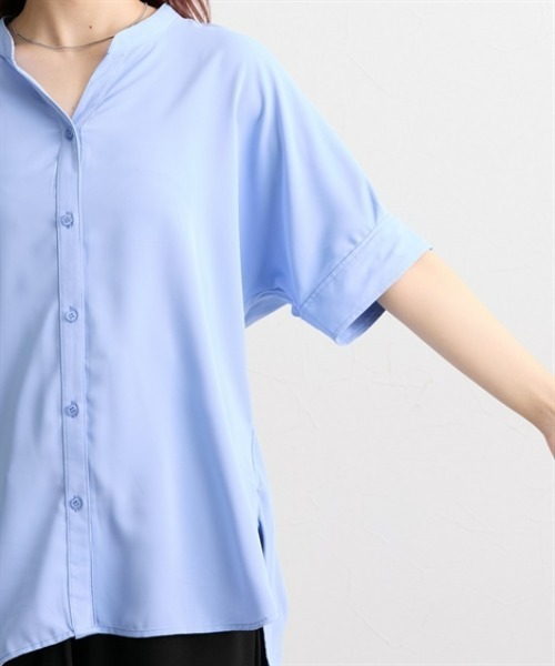 nissen（ニッセン）の「【UV・イージーケア・接触冷感】マオスキッパー半袖ブラウス（シャツ/ブラウス・レディース・サックスブルー/オフホワイト/ネイビー・M/L/LL）」の12枚目の写真