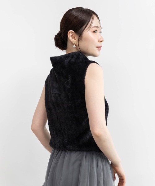 RANDA(ランダ)の「ハイネックフェザータンクトップニット(ニット/セーター・レディース・パープル/グレー/ワイン/ブラック・FREE)」の1枚目の写真