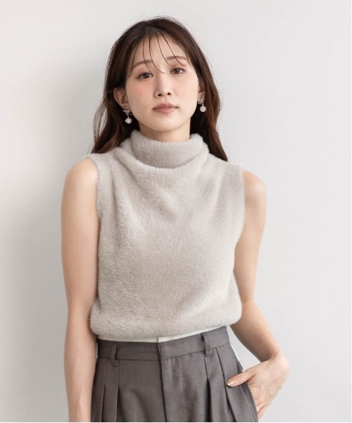 RANDA(ランダ)の「ハイネックフェザータンクトップニット(ニット/セーター・レディース・パープル/グレー/ワイン/ブラック・FREE)」の6枚目の写真
