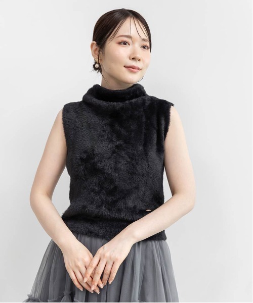 RANDA(ランダ)の「ハイネックフェザータンクトップニット(ニット/セーター・レディース・パープル/グレー/ワイン/ブラック・FREE)」の12枚目の写真