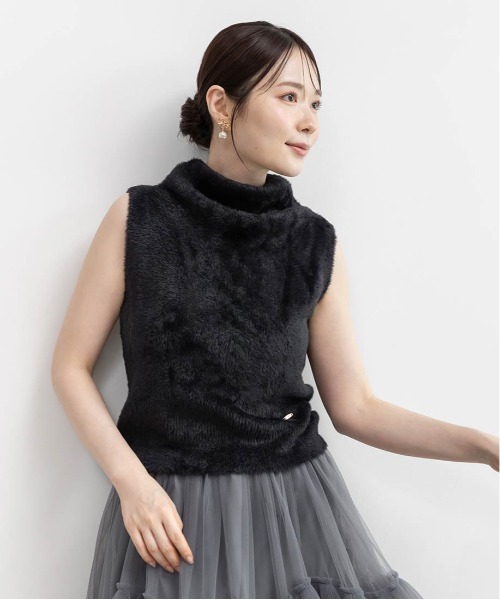 RANDA(ランダ)の「ハイネックフェザータンクトップニット(ニット/セーター・レディース・パープル/グレー/ワイン/ブラック・FREE)」の13枚目の写真
