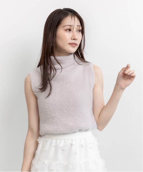 RANDA(ランダ)の「ハイネックフェザータンクトップニット(ニット/セーター・レディース・パープル/グレー/ワイン/ブラック・FREE)」の18枚目の写真