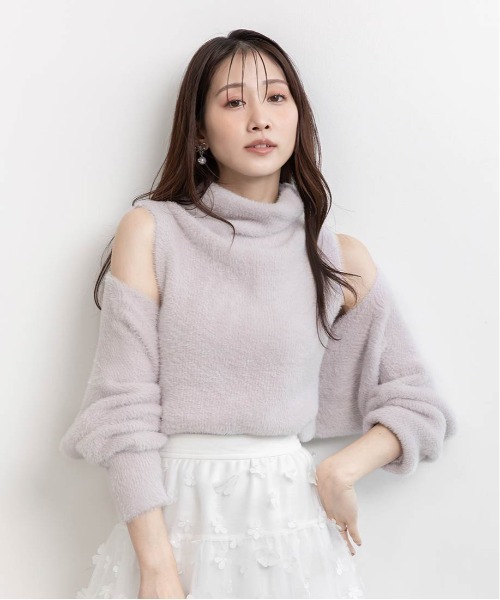 RANDA(ランダ)の「ハイネックフェザータンクトップニット(ニット/セーター・レディース・パープル/グレー/ワイン/ブラック・FREE)」の20枚目の写真
