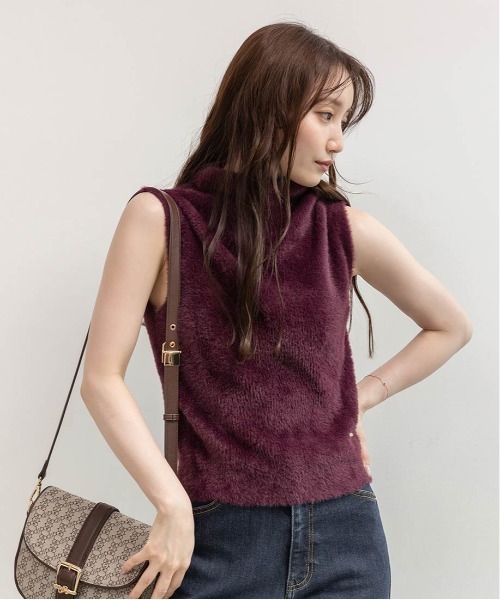 セール】ハイネックフェザータンクトップニット（ニット/セーター