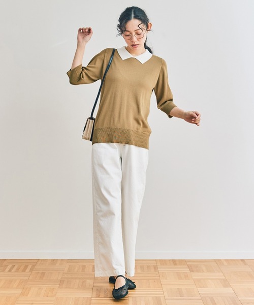 and myera（アンド マイラ）の「ａｎｄ　ｍｙｅｒａ　クレリックニットポロシャツ（ポロシャツ・レディース・グリーン/グレー/ベージュ・M/S/LL/L）」の6枚目の写真