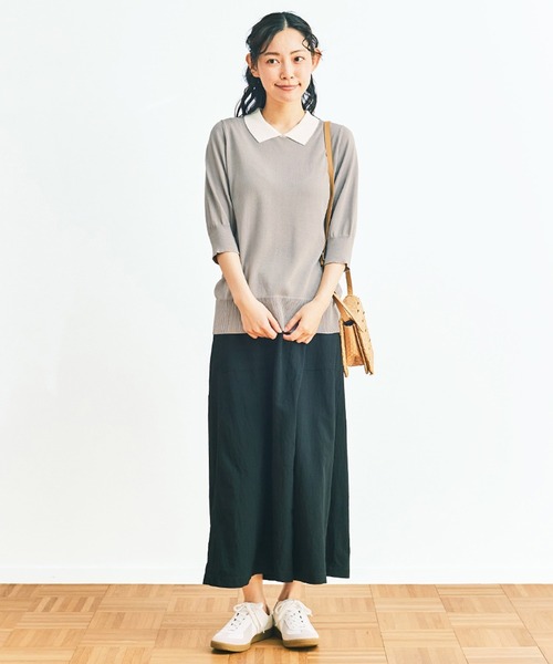 and myera（アンド マイラ）の「ａｎｄ　ｍｙｅｒａ　クレリックニットポロシャツ（ポロシャツ・レディース・グリーン/グレー/ベージュ・M/S/LL/L）」の12枚目の写真