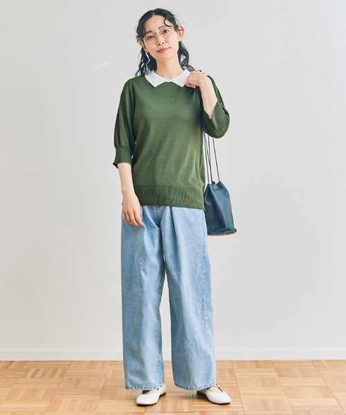 and myera（アンド マイラ）の「ａｎｄ　ｍｙｅｒａ　クレリックニットポロシャツ（ポロシャツ・レディース・グリーン/グレー/ベージュ・M/S/LL/L）」の17枚目の写真