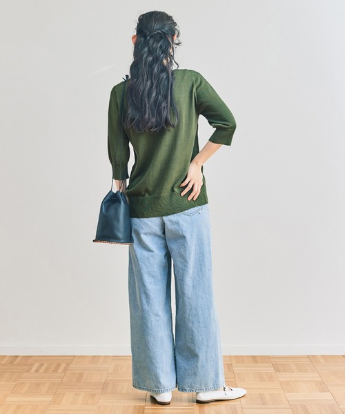 and myera（アンド マイラ）の「ａｎｄ　ｍｙｅｒａ　クレリックニットポロシャツ（ポロシャツ・レディース・グリーン/グレー/ベージュ・M/S/LL/L）」の19枚目の写真