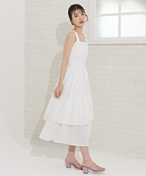 REDYAZEL（レディアゼル）の「コットンレースティアードワンピース（ワンピース・レディース・ホワイト/ベージュ/ブラック・FREE）」の4枚目の写真