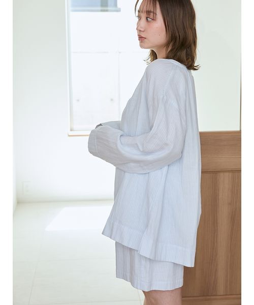 ジェラートピケ ホワイト ストライプ ルームウェア セット 販路限定】【KIDS】ストライプガーゼブランケット(グッズ