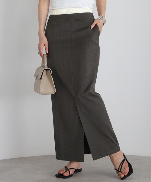 セール】front slit double waist slacks skirt / フロント