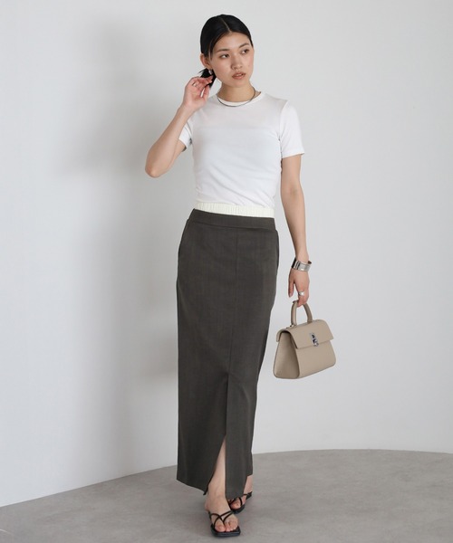 セール】front slit double waist slacks skirt / フロント