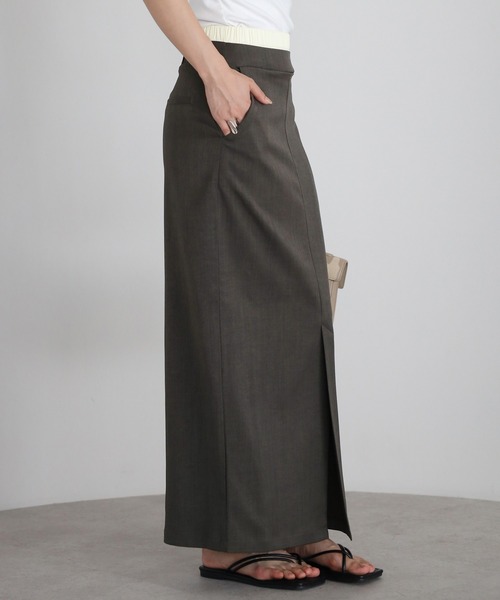 セール】front slit double waist slacks skirt / フロント