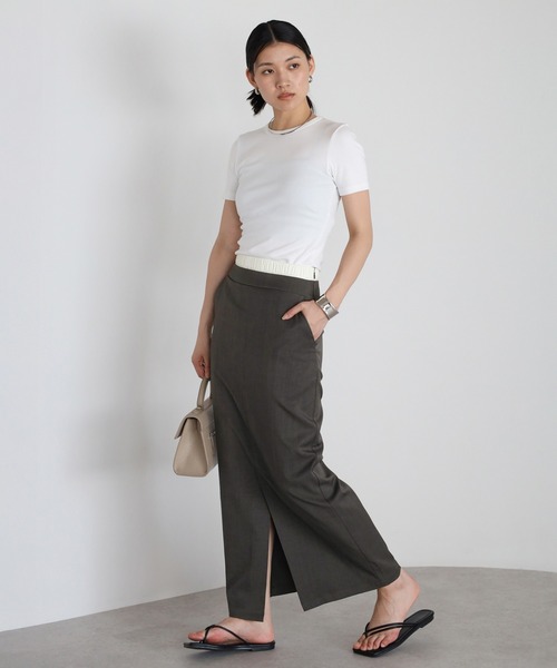 セール】front slit double waist slacks skirt / フロント