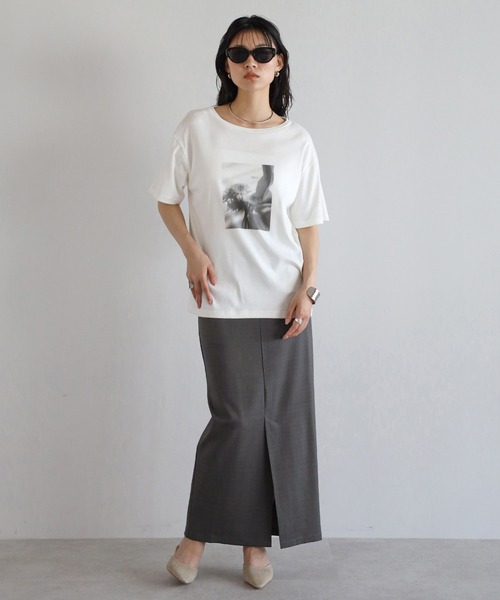 セール】front slit double waist slacks skirt / フロント