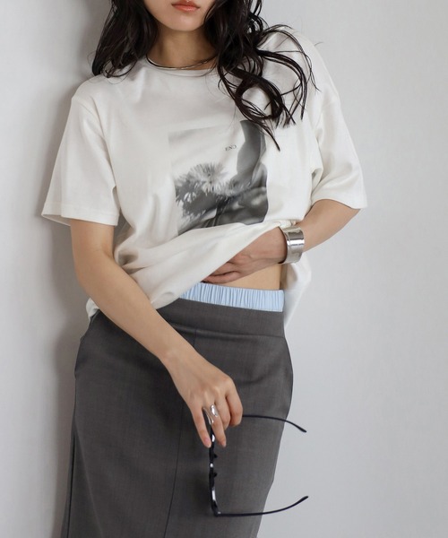 セール】front slit double waist slacks skirt / フロント