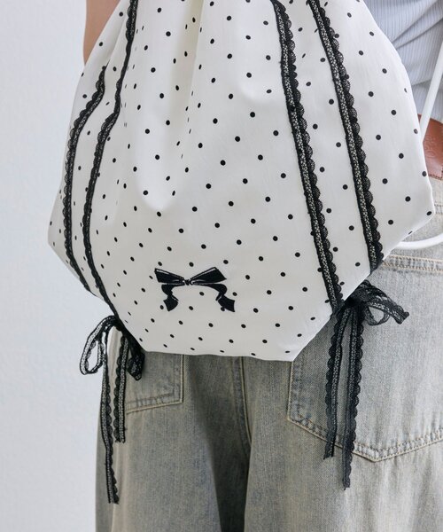 OLIVE des OLIVE（オリーブデオリーブ）の「レースリボンナップサック（バックパック/リュック・レディース・オフホワイト/ピンク/ライトグレー・FREE）」の22枚目の写真