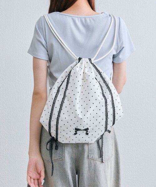 OLIVE des OLIVE（オリーブデオリーブ）の「レースリボンナップサック（バックパック/リュック・レディース・オフホワイト/ピンク/ライトグレー・FREE）」の21枚目の写真