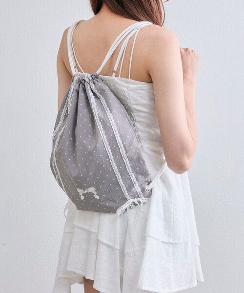 OLIVE des OLIVE（オリーブデオリーブ）の「レースリボンナップサック（バックパック/リュック・レディース・オフホワイト/ピンク/ライトグレー・FREE）」の19枚目の写真