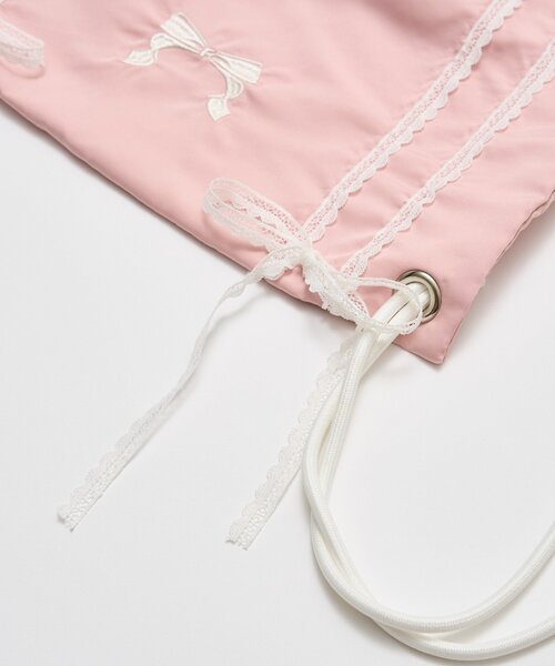 OLIVE des OLIVE（オリーブデオリーブ）の「レースリボンナップサック（バックパック/リュック・レディース・オフホワイト/ピンク/ライトグレー・FREE）」の12枚目の写真