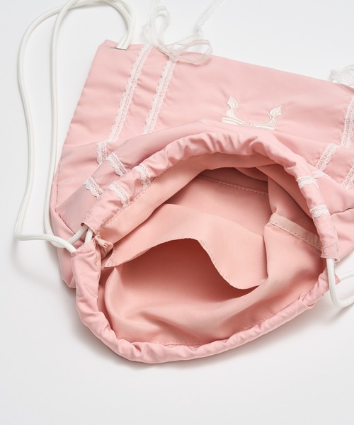 OLIVE des OLIVE（オリーブデオリーブ）の「レースリボンナップサック（バックパック/リュック・レディース・オフホワイト/ピンク/ライトグレー・FREE）」の4枚目の写真