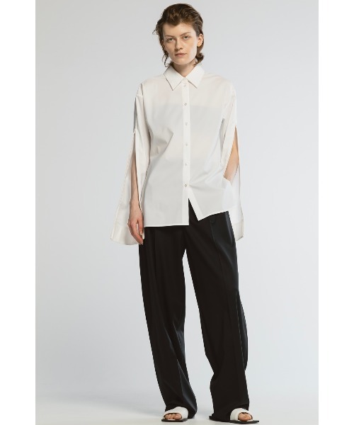 CINOH（チノ）の「SUPIMA C/PE/PU ZIP SLEEVE SHIRT（シャツ/ブラウス・レディース・ホワイト/ブラック/グレー・36/38）」の15枚目の写真