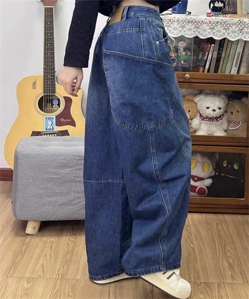 Dream garden(ドリームガーデン)の「ゆったりサイズ切替デニムパンツ(デニムパンツ・レディース・インディゴブルー/イエロー/ブラック・XS/S/M/L/XL/2XL)」の13枚目の写真