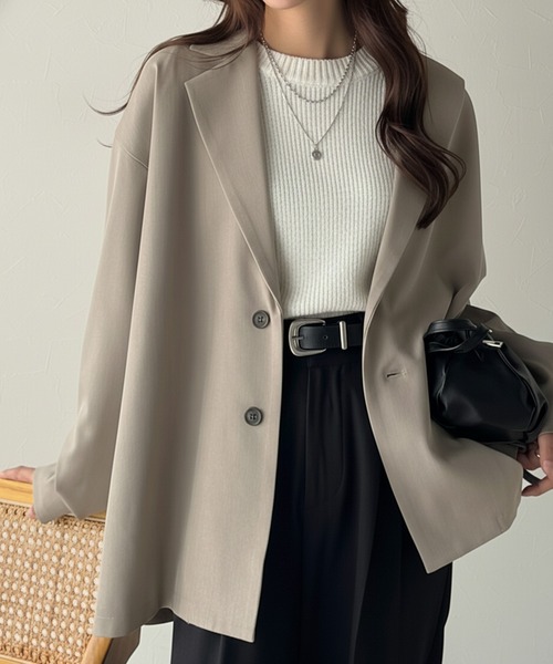 美品✨ Dominique France 絹麻綿 日本製 テーラードジャケット セール】きちんと感とリラックス感を両立。ゆるシルエット、テーラード