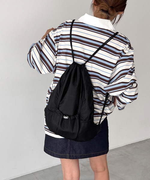 CANAL JEAN(キャナルジーン)の「El mar ナイロンドローコードナップサック(バックパック/リュック・レディース・ブラック・ONE SIZE)」の1枚目の写真