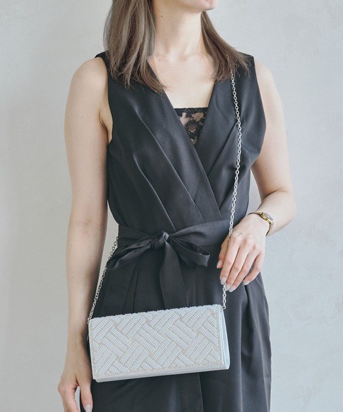 ORiental TRaffic（オリエンタルトラフィック）の「格子模様フラップバッグ/MOB024（クラッチバッグ・レディース・ゴールド/シルバー・ﾌﾘ-）」の2枚目の写真