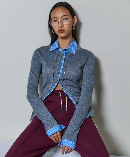 ★特別値下げ中！【MAISON SPECIAL】メゾンスペシャル 2wayシャツ 2way Shirt Knit Docking Tops/2WAYシャツニット【MAISON